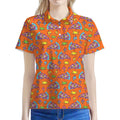 Trippy Pizza Pattern Print Women's Polo Shirt