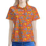 Trippy Pizza Pattern Print Women's Polo Shirt
