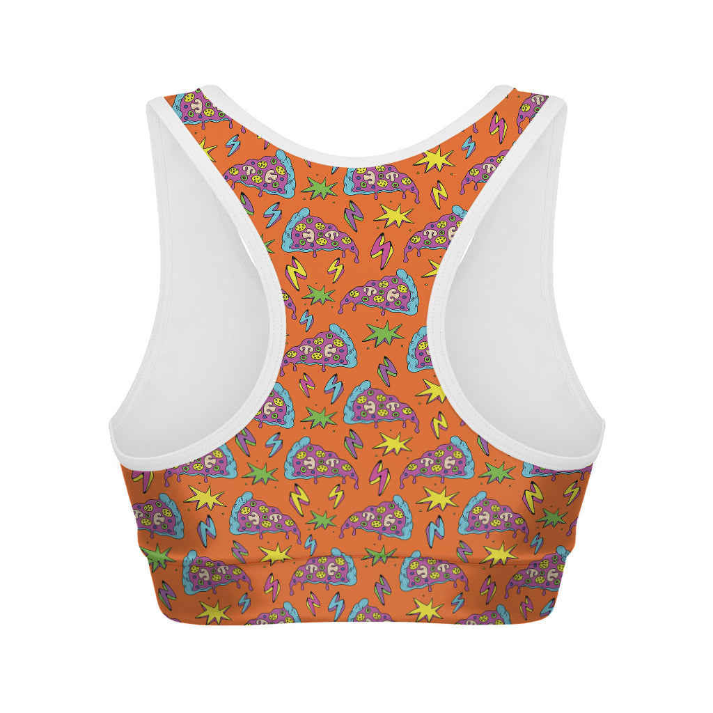 Trippy Pizza Pattern Print Women's Sports Bra