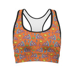 Trippy Pizza Pattern Print Women's Sports Bra