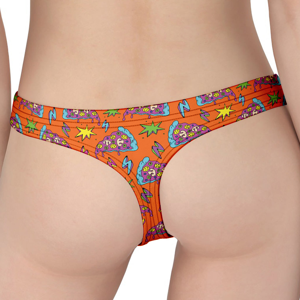 Trippy Pizza Pattern Print Women's Thong