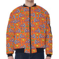 Trippy Pizza Pattern Print Zip Sleeve Bomber Jacket