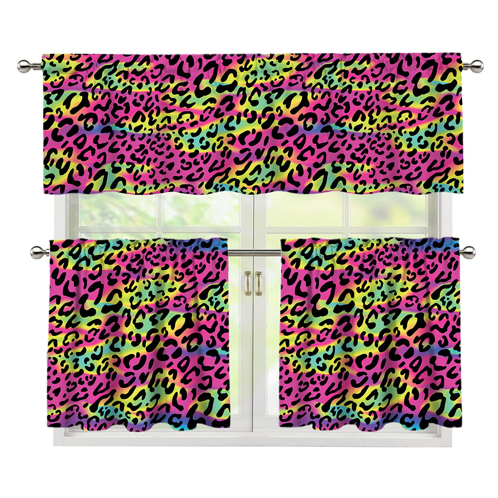 Trippy Psychedelic Leopard Print 3 Piece Kitchen Curtains