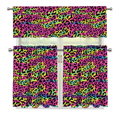 Trippy Psychedelic Leopard Print 3 Piece Kitchen Curtains