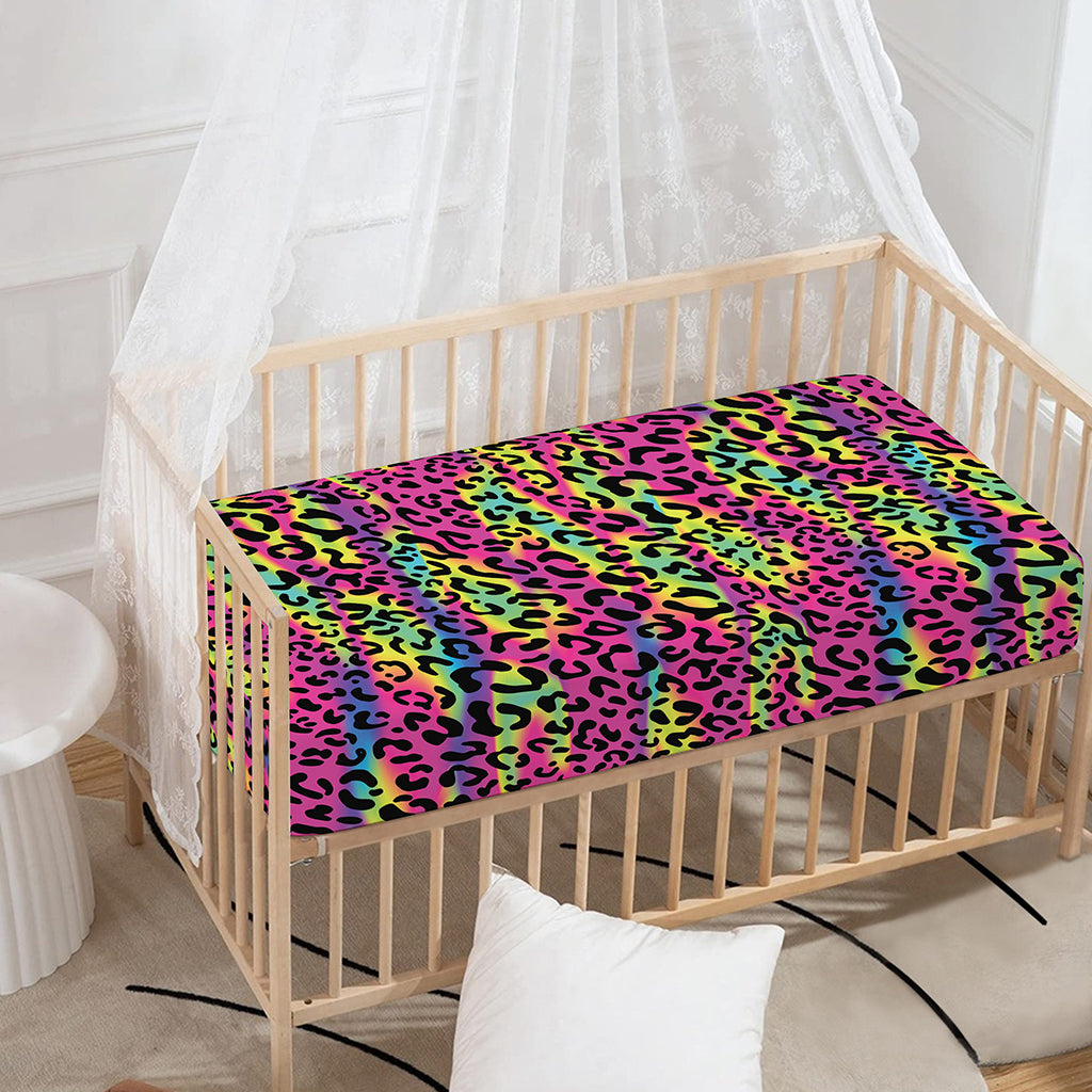Trippy Psychedelic Leopard Print Baby Crib Sheet