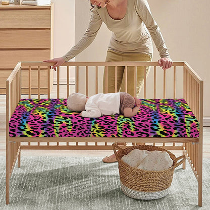 Trippy Psychedelic Leopard Print Baby Crib Sheet