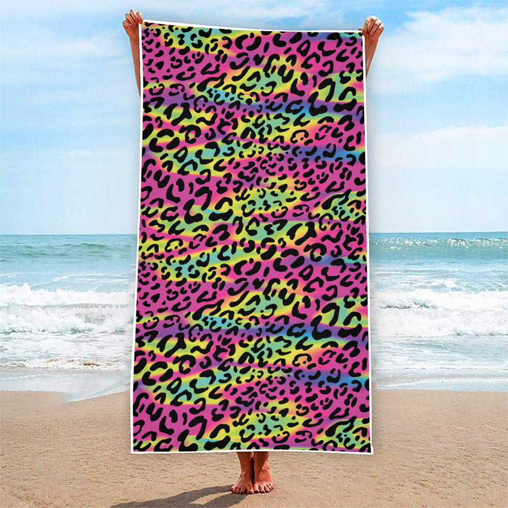 Trippy Psychedelic Leopard Print Beach Towel
