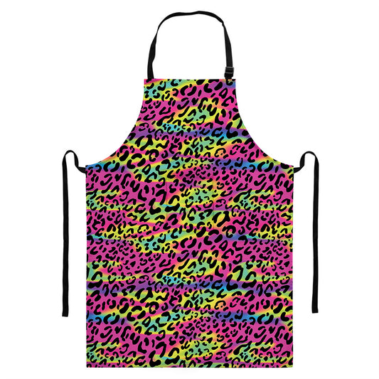 Trippy Psychedelic Leopard Print Bib Apron With Pocket