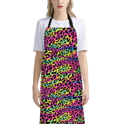 Trippy Psychedelic Leopard Print Bib Apron With Pocket