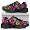 Trippy Psychedelic Leopard Print Black Chunky Shoes