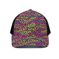 Trippy Psychedelic Leopard Print Black Mesh Trucker Hat