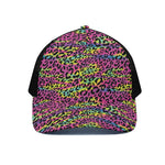 Trippy Psychedelic Leopard Print Black Mesh Trucker Cap