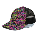 Trippy Psychedelic Leopard Print Black Mesh Trucker Cap