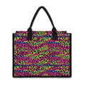 Trippy Psychedelic Leopard Print Canvas Tote Bag