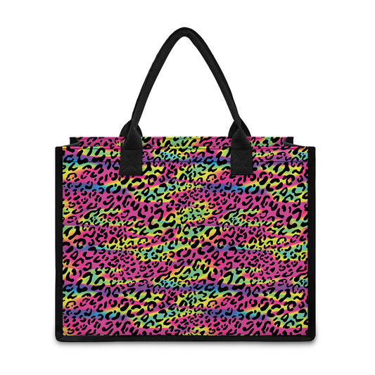 Trippy Psychedelic Leopard Print Canvas Tote Bag