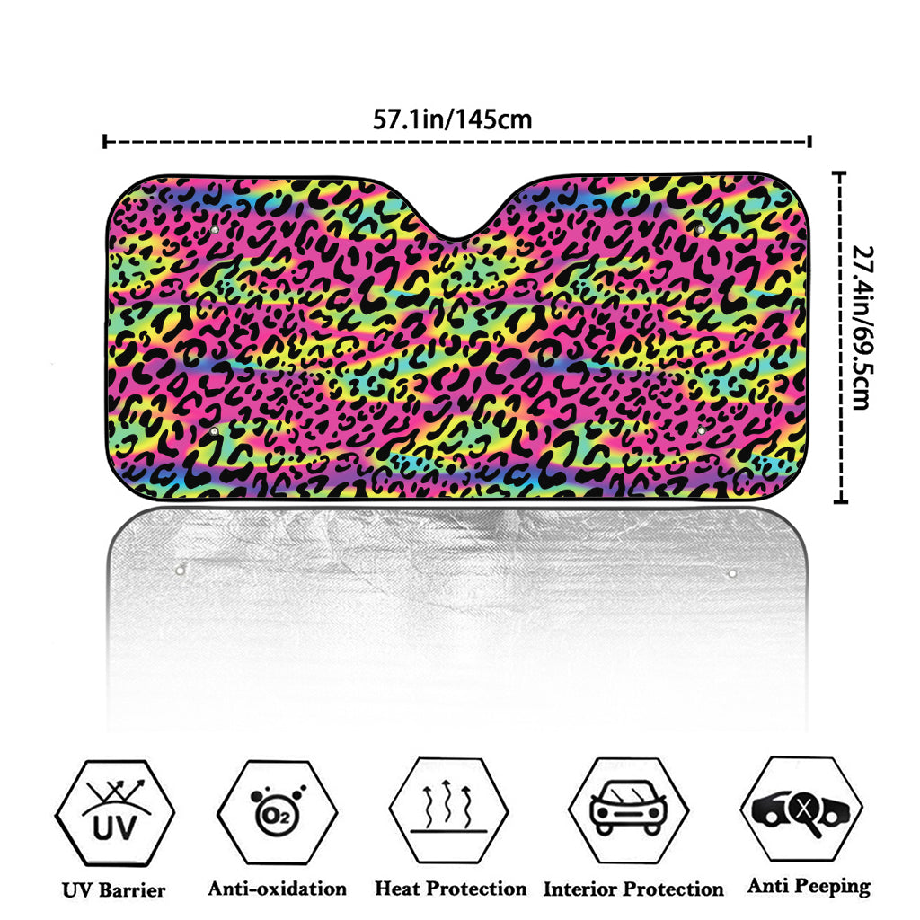 Trippy Psychedelic Leopard Print Car Windshield Sun Shade