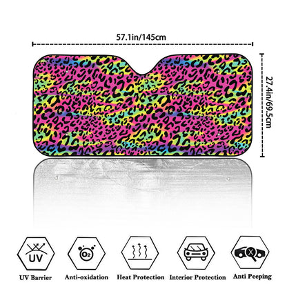 Trippy Psychedelic Leopard Print Car Windshield Sun Shade