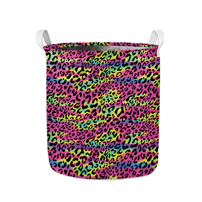 Trippy Psychedelic Leopard Print Collapsible Laundry Basket