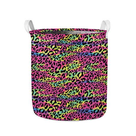 Trippy Psychedelic Leopard Print Collapsible Laundry Basket