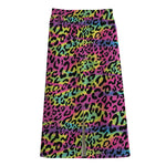 Trippy Psychedelic Leopard Print Cotton Front Slit Maxi Skirt