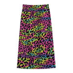 Trippy Psychedelic Leopard Print Cotton Front Slit Maxi Skirt