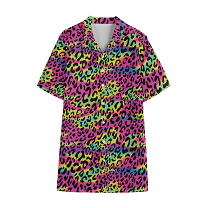Trippy Psychedelic Leopard Print Cotton Hawaiian Shirt