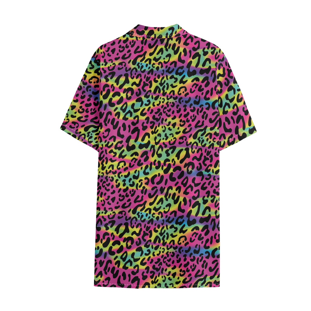 Trippy Psychedelic Leopard Print Cotton Hawaiian Shirt