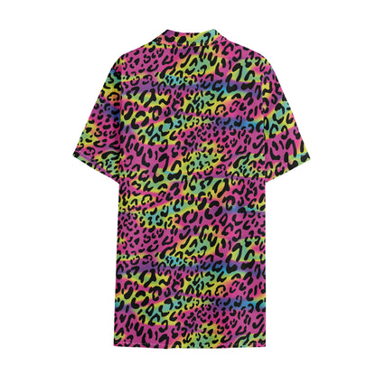 Trippy Psychedelic Leopard Print Cotton Hawaiian Shirt