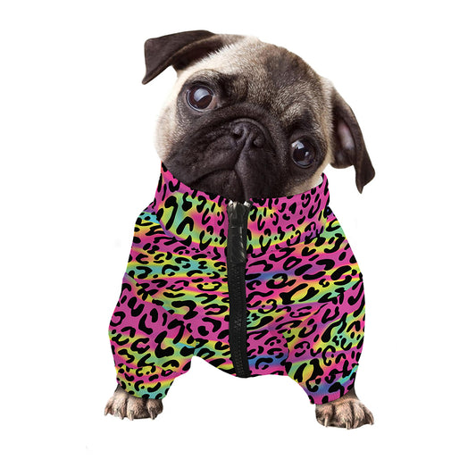 Trippy Psychedelic Leopard Print Dog Zip Up Jacket