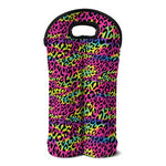 Trippy Psychedelic Leopard Print Double Neoprene Wine Tote