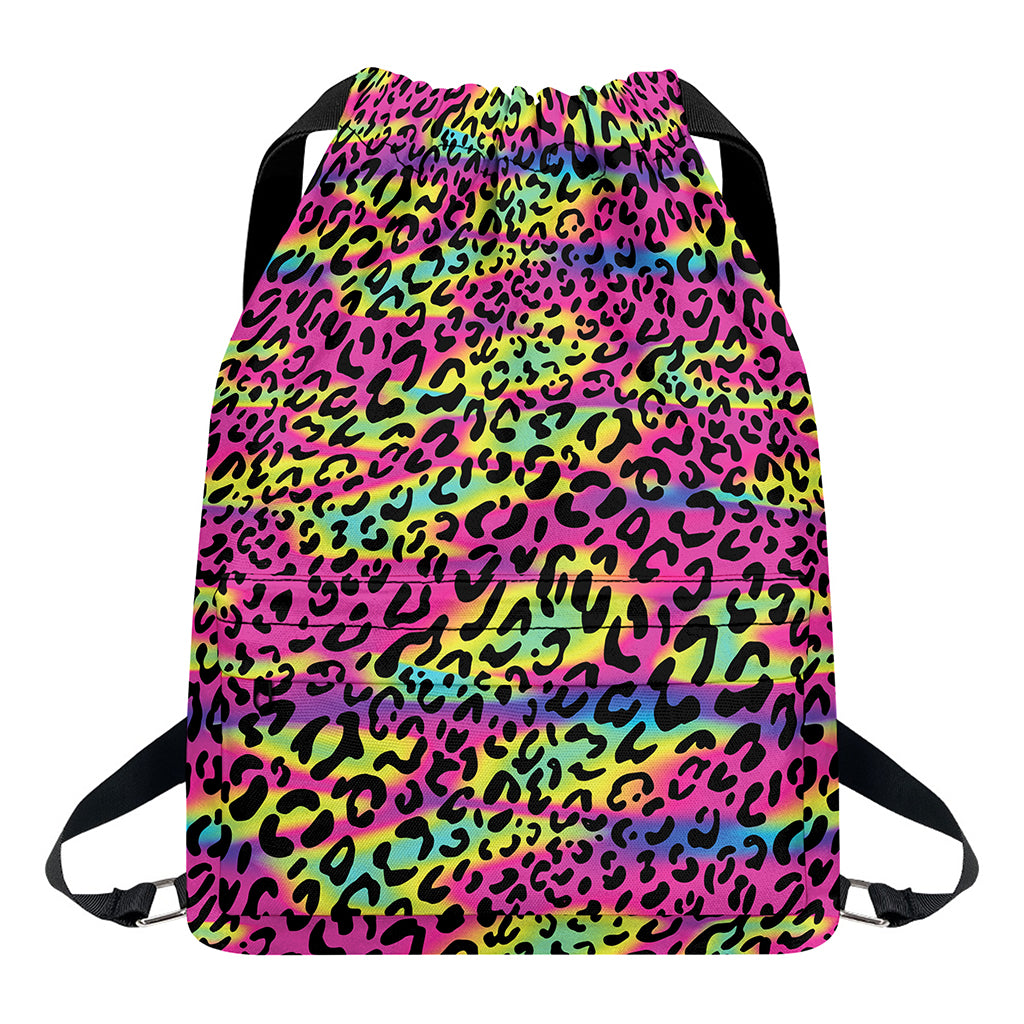 Trippy Psychedelic Leopard Print Drawstring Backpack