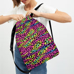 Trippy Psychedelic Leopard Print Drawstring Backpack