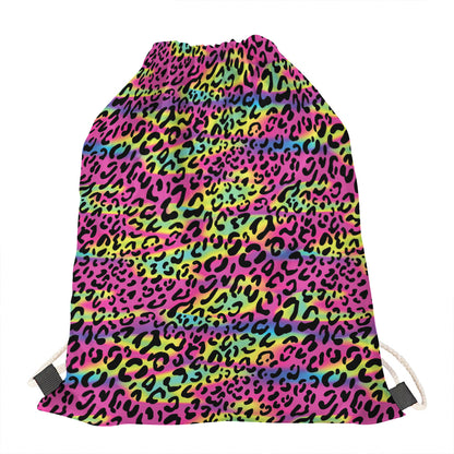Trippy Psychedelic Leopard Print Drawstring Bag