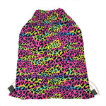 Trippy Psychedelic Leopard Print Drawstring Bag