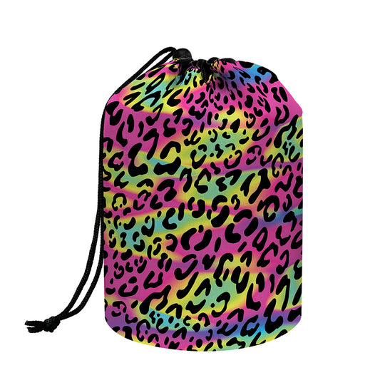 Trippy Psychedelic Leopard Print Drawstring Makeup Bag