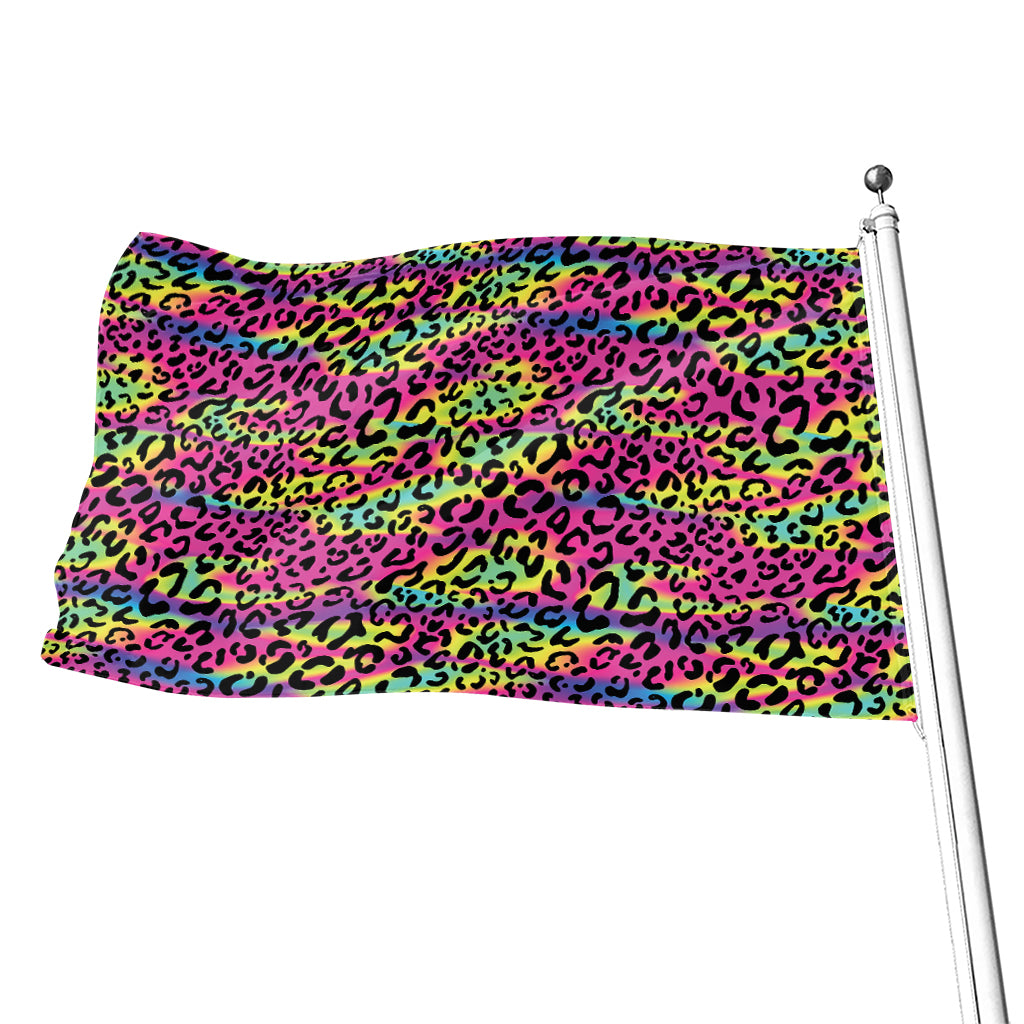 Trippy Psychedelic Leopard Print Flag
