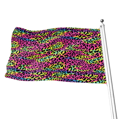 Trippy Psychedelic Leopard Print Flag