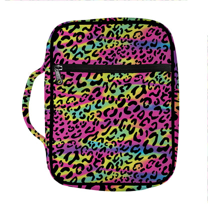 Trippy Psychedelic Leopard Print Front Pocket Bible Bag