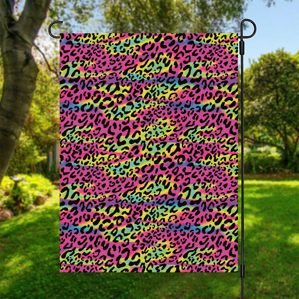 Trippy Psychedelic Leopard Print Garden Flag