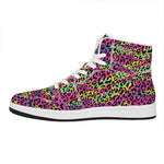 Trippy Psychedelic Leopard Print High Top Leather Sneakers