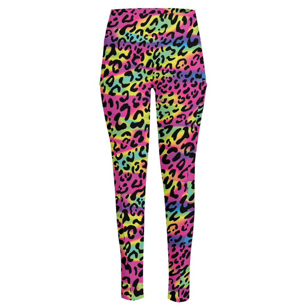 Trippy Psychedelic Leopard Print High-Waisted Pocket Leggings