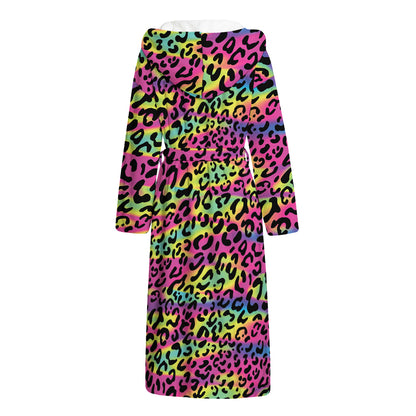 Trippy Psychedelic Leopard Print Hooded Bathrobe