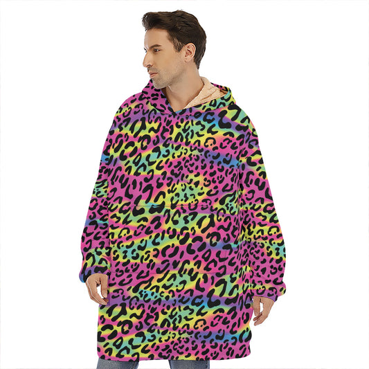 Trippy Psychedelic Leopard Print Hoodie Blanket