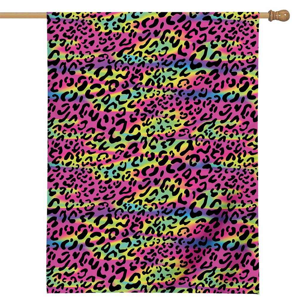 Trippy Psychedelic Leopard Print House Flag