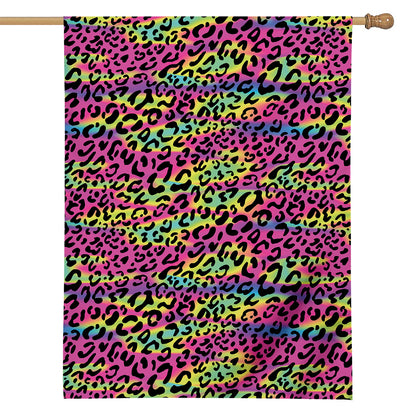 Trippy Psychedelic Leopard Print House Flag