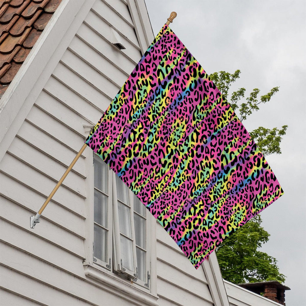 Trippy Psychedelic Leopard Print House Flag