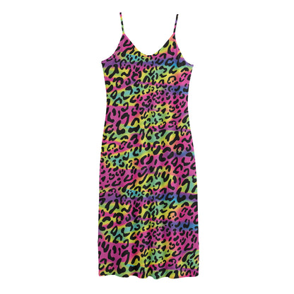 Trippy Psychedelic Leopard Print Jersey Midi Cami Dress