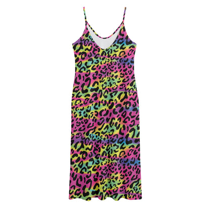 Trippy Psychedelic Leopard Print Jersey Midi Cami Dress