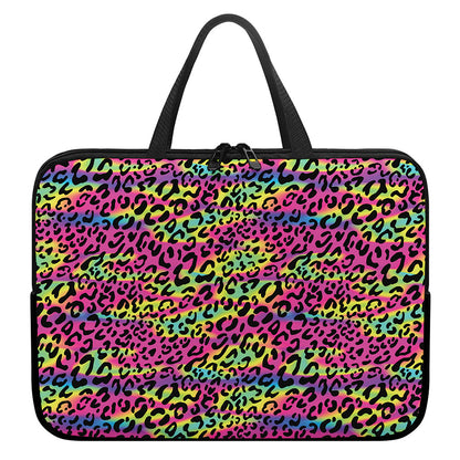 Trippy Psychedelic Leopard Print Laptop Sleeve With Handle