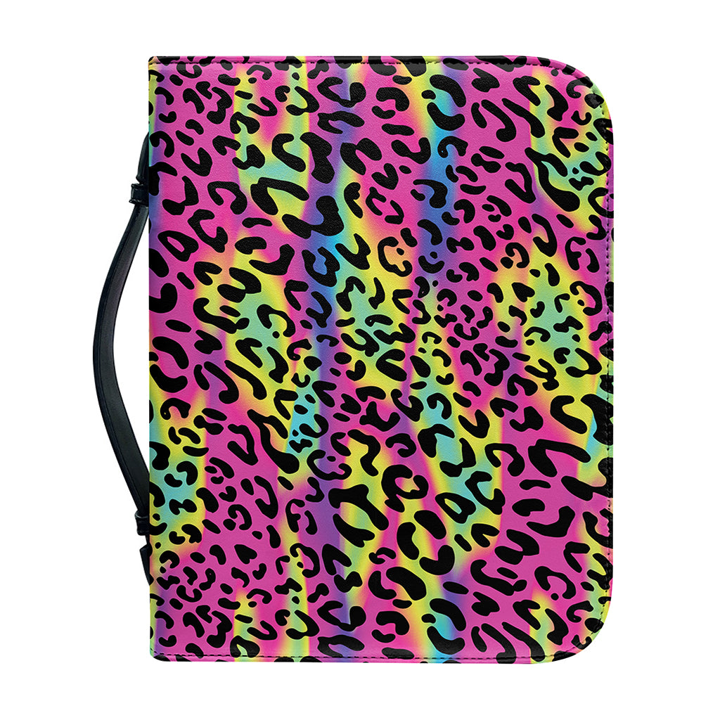 Trippy Psychedelic Leopard Print Leather Bible Cover
